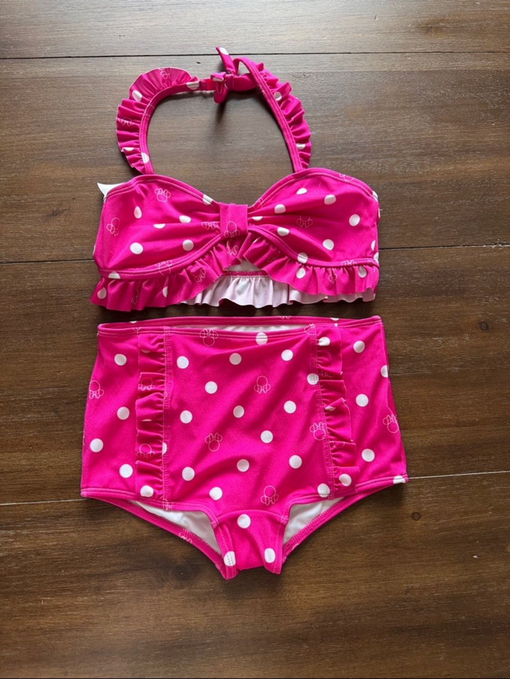 New Sz 10 Disney X Janie and Jack swimsuit bikini set halter top Minnie Mouse
